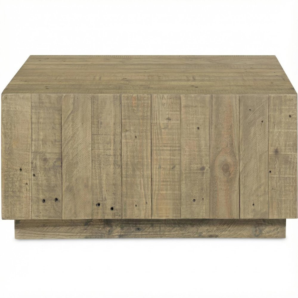 Brown Rustic Coffee Table with Solid Reclaimed Pine Top and Matt Finish