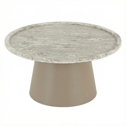 White Marble Coffee Table with Antique White Marble Top and MDF Iron Frame