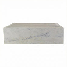 White Marble Coffee Table with Composite Wood Frame Modern Design