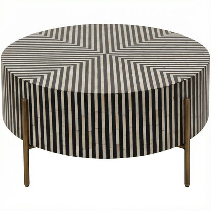 Multicolor Camel Bone Coffee Table with Iron Legs and Semi-Gloss Finish