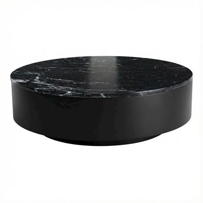 Top Black Marble Coffee Table with MDF Base, Stone Frame, Weight Capacity 30 lbs