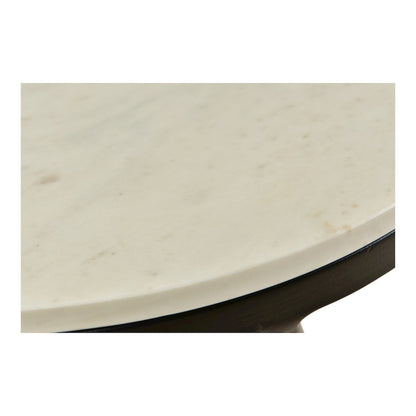 Round Marble Top Side Table with Sleek Black Iron Legs Marble Accent Table