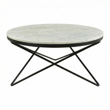 Black Marble Top Coffee Table with Metal Frame and Contemporary Design