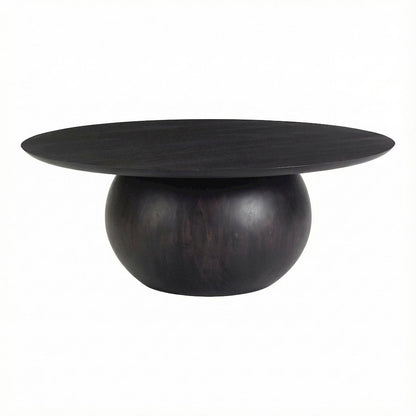 Black Acacia Wood Coffee Table with Rustic Matt Finish and Solid Wood Top