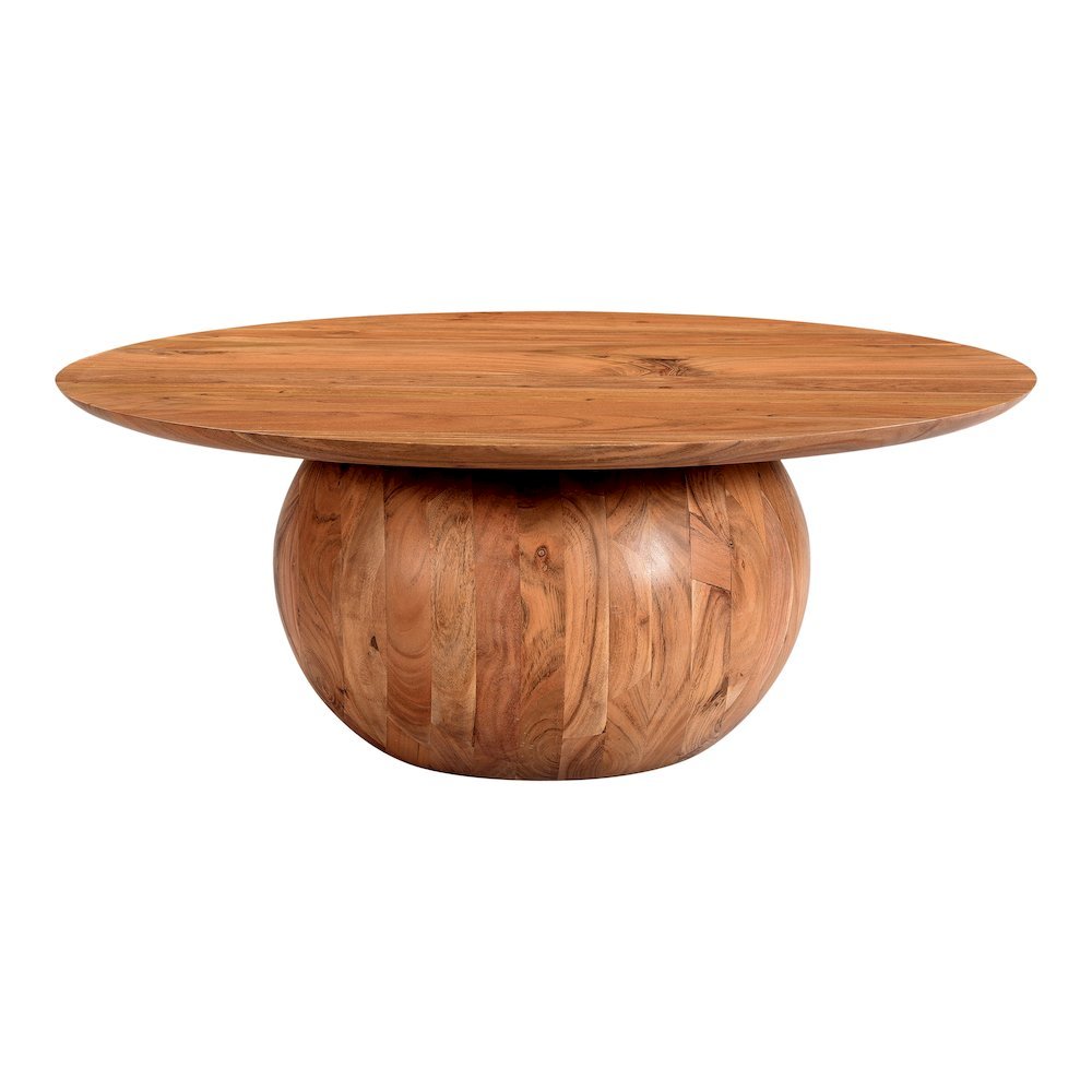 Brown Round Wood Coffee Table – Unique Wooden Coffee Table with Modern Design