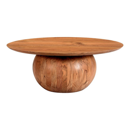 Brown Round Wood Coffee Table – Unique Wooden Coffee Table with Modern Design