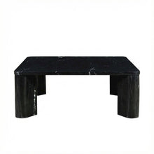 Coffee Table Black Marble Top with Metal Frame Modern Handmade Design