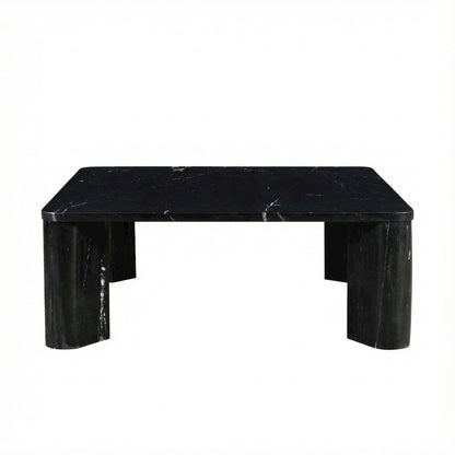 Coffee Table Black Marble Top with Metal Frame Modern Handmade Design