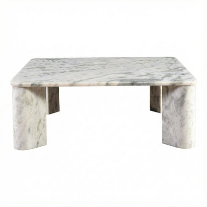 Gray Marble Coffee Table with Metal Frame and Handmade Composite Wood Top