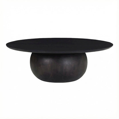 Black Acacia Wood Coffee Table Large Rustic Matt Finish Handmade