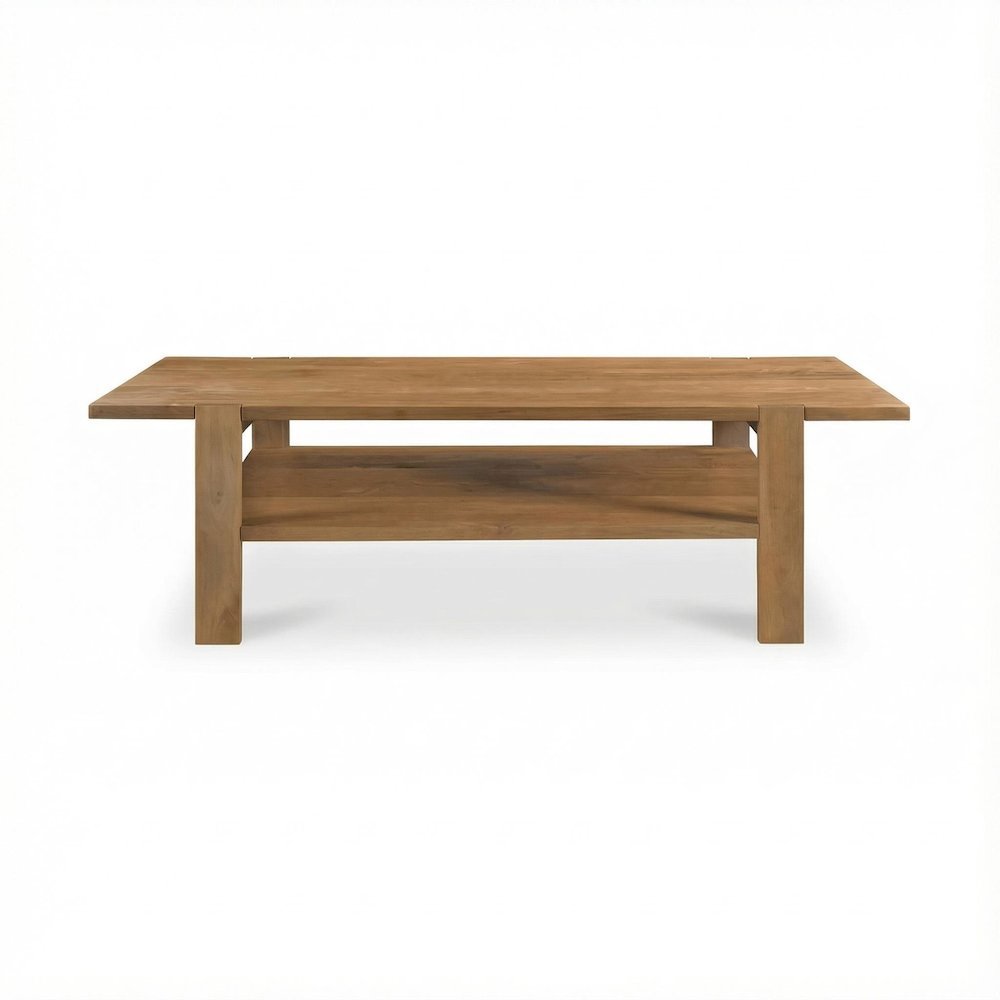 Brown Mango Wood Coffee Table with Solid Wood Top and Matt Finish