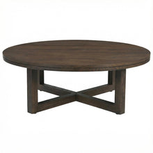 Brown Oak Wood Coffee Table with Metal Frame and Stain-Repellent Matte Finish