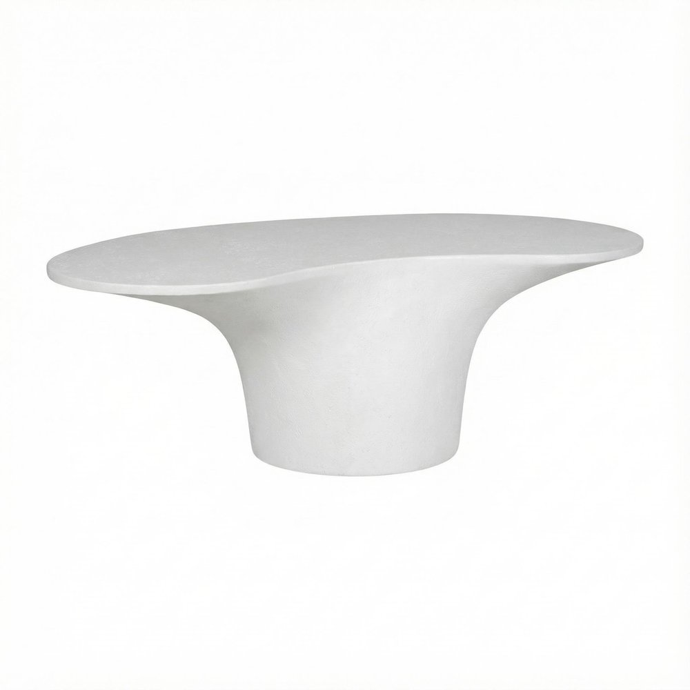 White Fiberglass Reinforced Concrete Outdoor Coffee Table with Modern Design