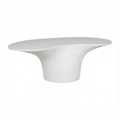 White Fiberglass Reinforced Concrete Outdoor Coffee Table with Modern Design