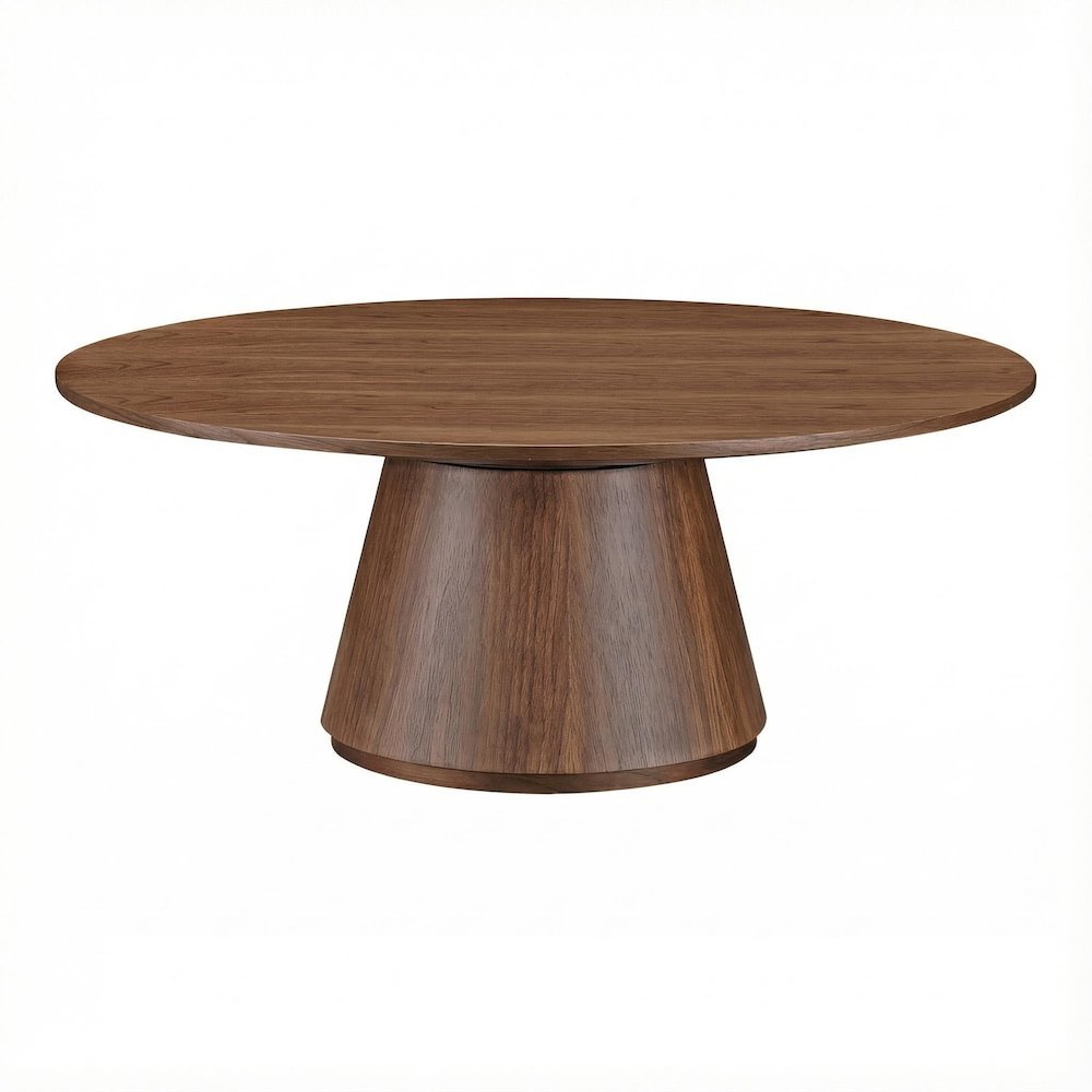 Brown Walnut Veneer Coffee Table with Semi-Gloss Finish and Metal Hardware