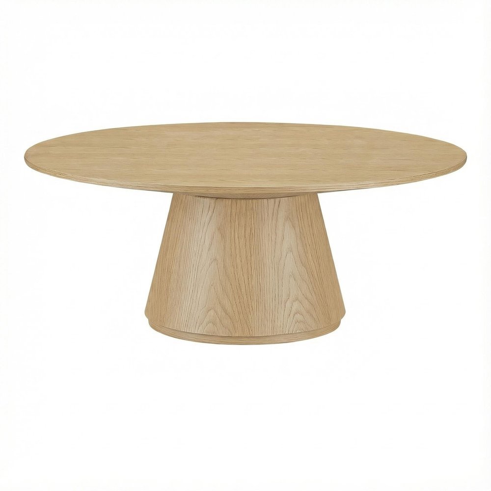 Brown Oak Veneer Coffee Table with Semi-Gloss Finish and Metal Hardware