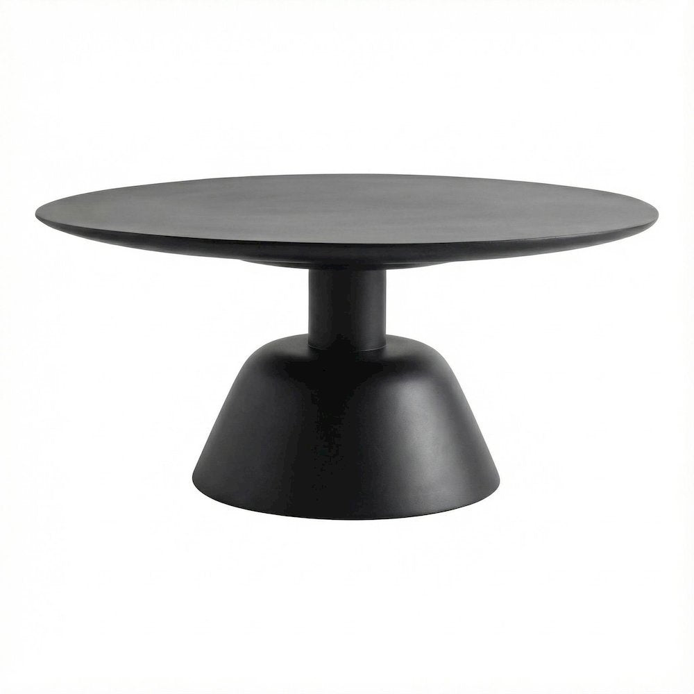 Black Mango Wood Coffee Table with Solid Top and Modern Design