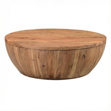 Brown Rustic Coffee Table, Lift-Top Storage Solid Acacia Wood
