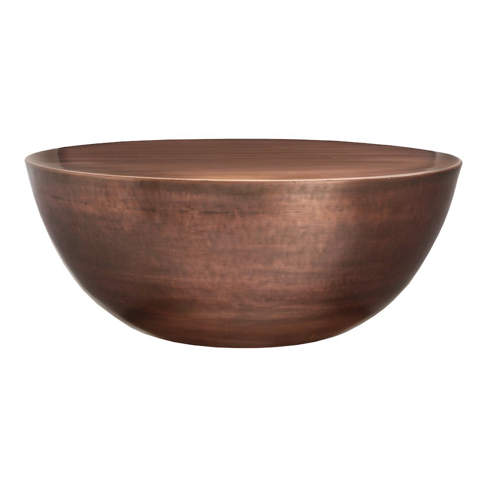 Bronze Metal Coffee Table – Round Drum Coffee Table with Unique Iron Design