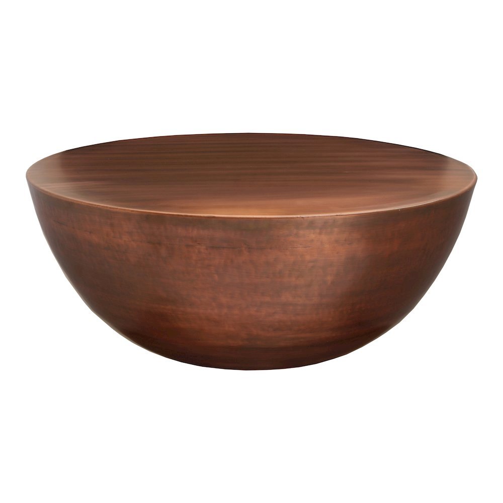 Bronze Metal Coffee Table – Round Drum Coffee Table with Unique Iron Design
