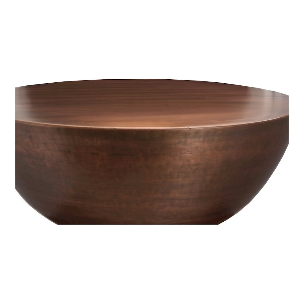 Bronze Metal Coffee Table – Round Drum Coffee Table with Unique Iron Design