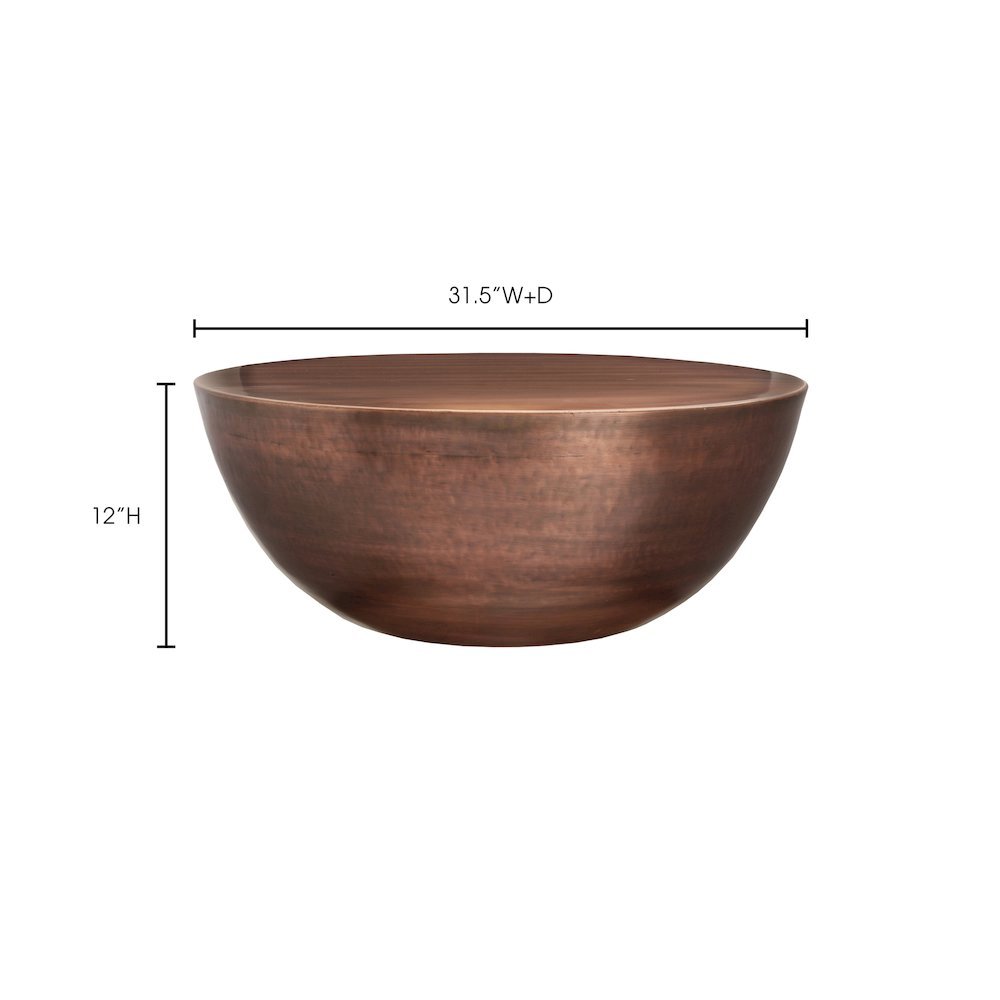 Bronze Metal Coffee Table – Round Drum Coffee Table with Unique Iron Design