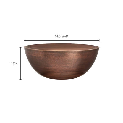 Bronze Metal Coffee Table – Round Drum Coffee Table with Unique Iron Design