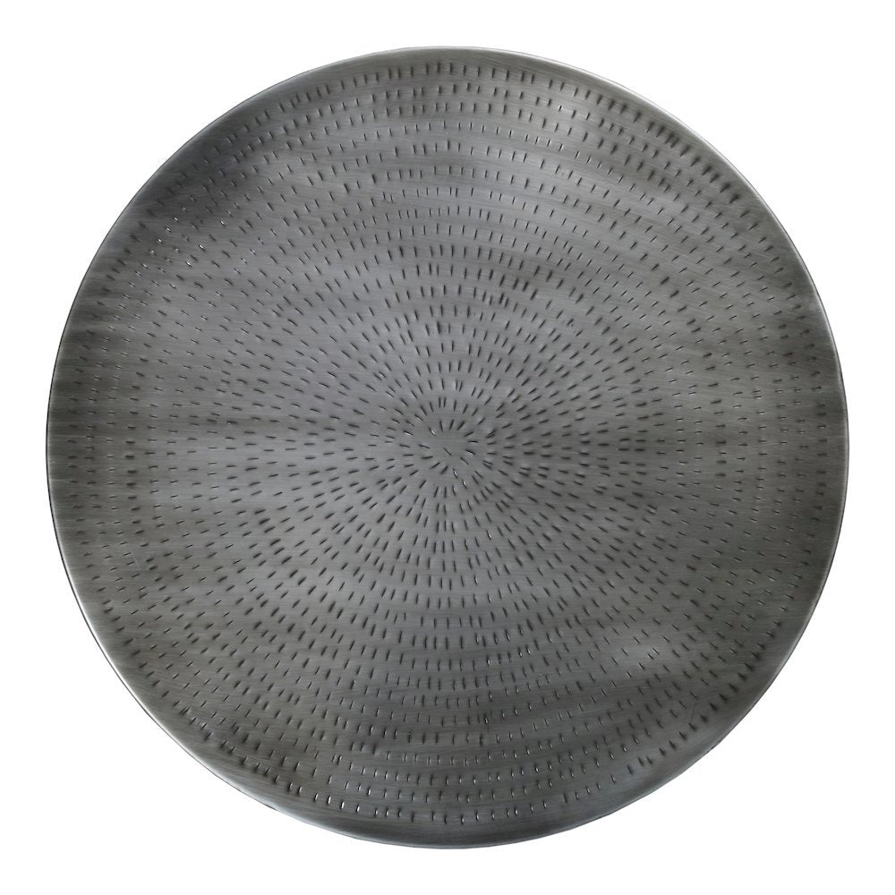 Round Drum Iron Coffee Table with Unique Design and Antique Zinc Finish