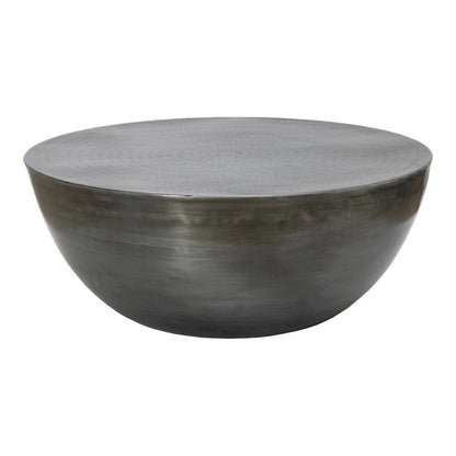 Round Drum Iron Coffee Table with Unique Design and Antique Zinc Finish