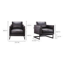 Modern Armchair with Black Leather Seat and Sturdy Metal Frame