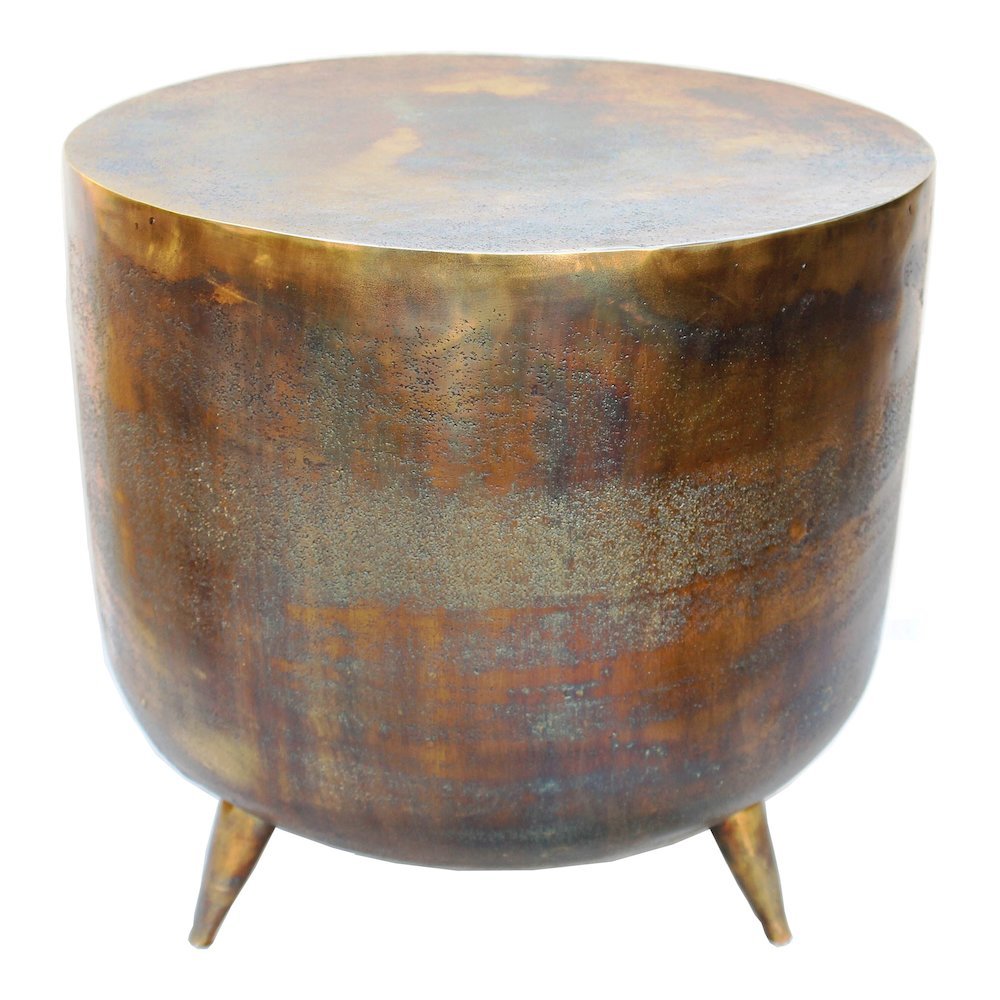 Gold Aluminium Accent Table Tripod Base Unique Accent Table for Small Spaces
