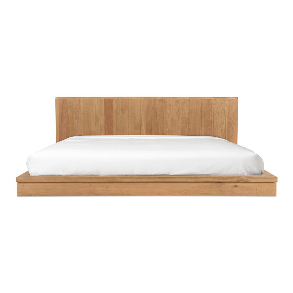 Solid Oak King Size Bed Frame with Headboard, Durable Wood King Bed Frame