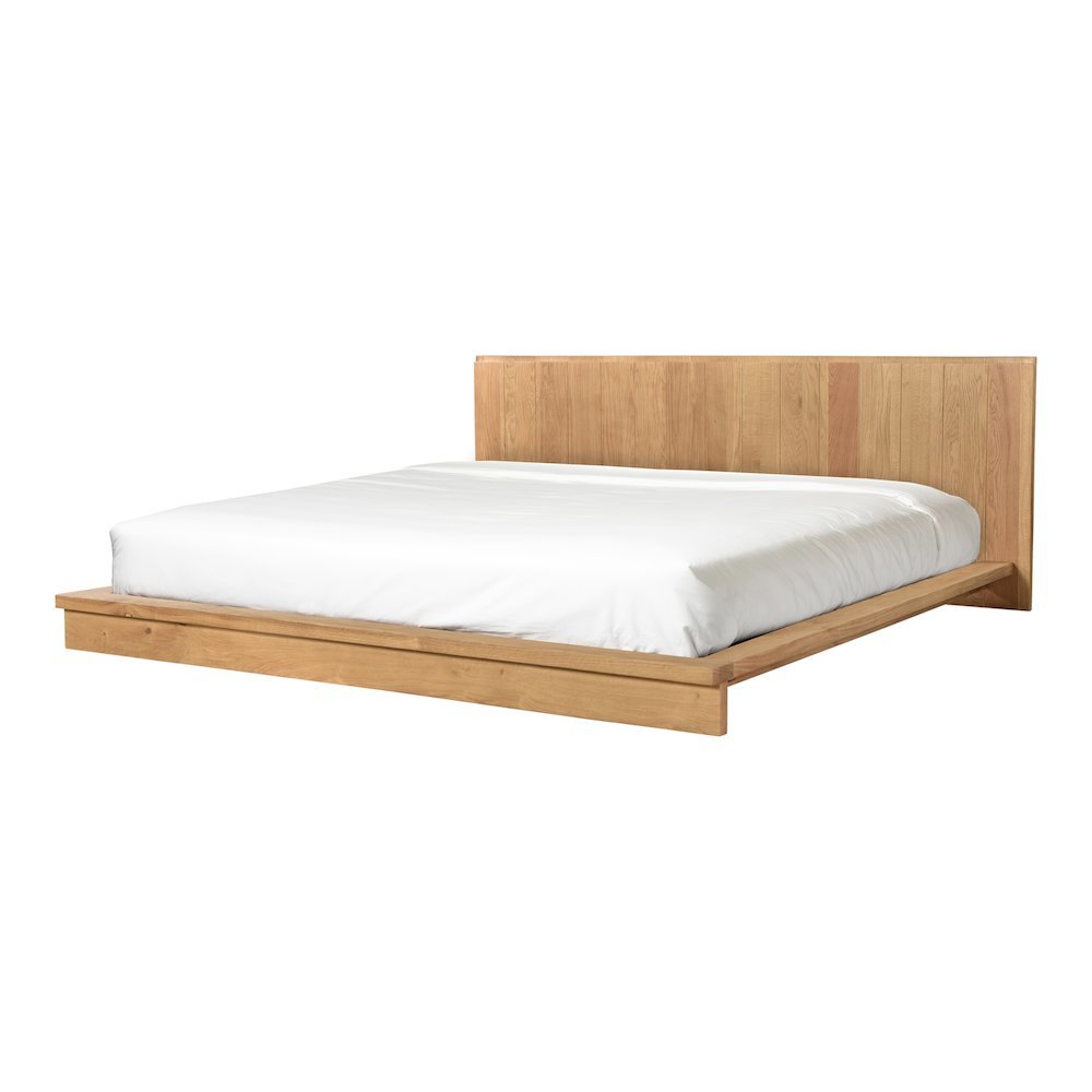 Solid Oak King Size Bed Frame with Headboard, Durable Wood King Bed Frame