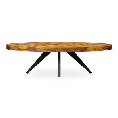 Brown Coffee Table Modern – Wood Oval Coffee Table with Solid Acacia Design