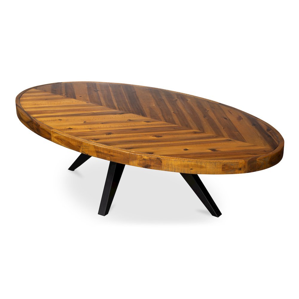 Brown Coffee Table Modern – Wood Oval Coffee Table with Solid Acacia Design