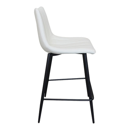 Upholstered White Bar Chairs Set of 2 with Metal Legs and Low Back