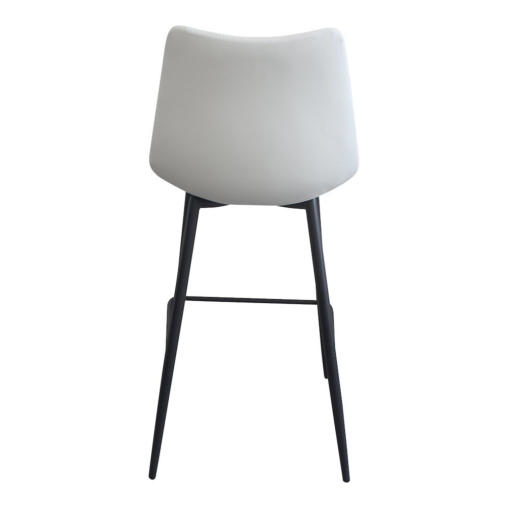 Upholstered White Bar Chairs Set of 2 with Metal Legs and Low Back