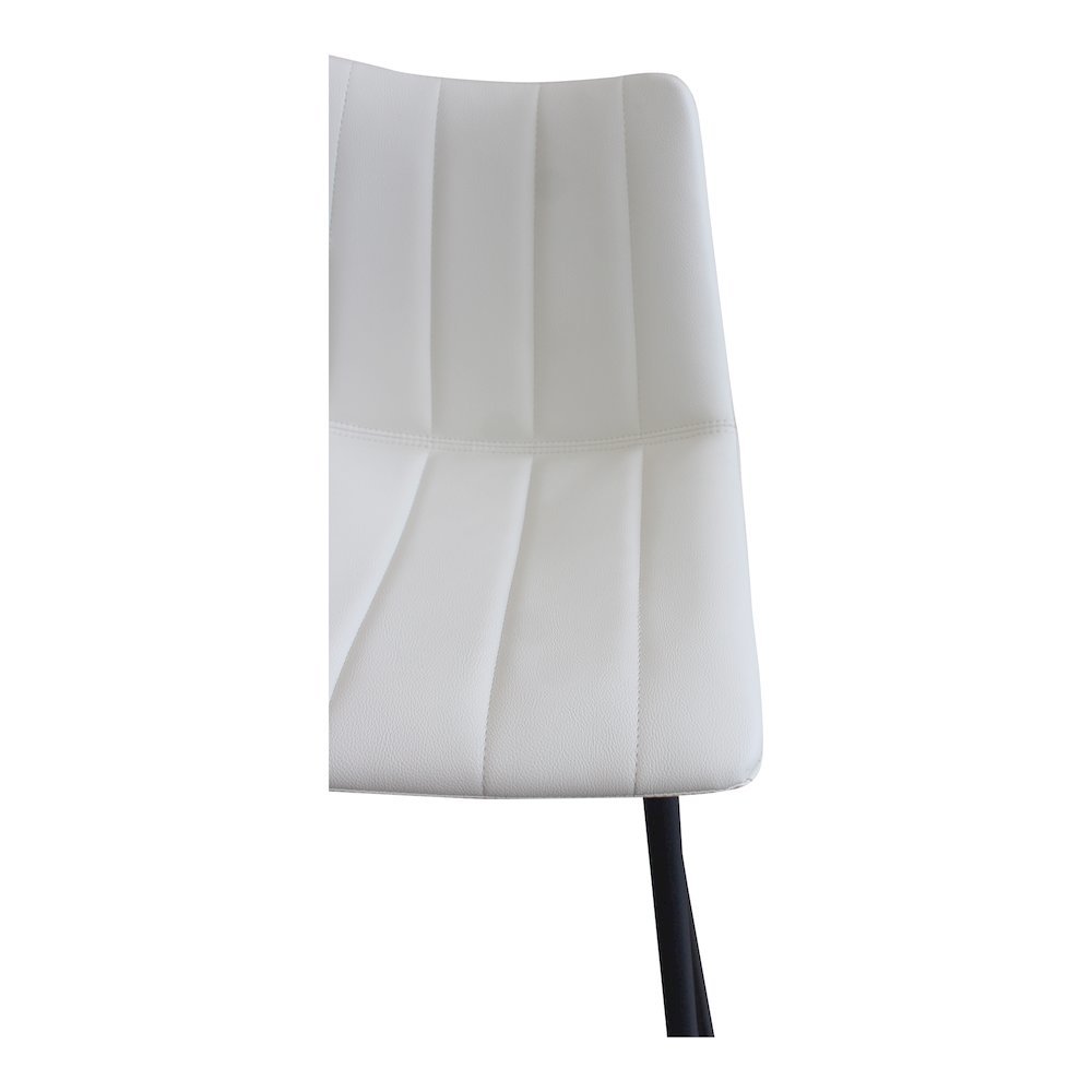Upholstered White Bar Chairs Set of 2 with Metal Legs and Low Back