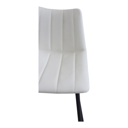 Upholstered White Bar Chairs Set of 2 with Metal Legs and Low Back