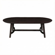 Brown Oak Wood Coffee Table, Solid Wood Top, Metal Hardware Scandinavian Style