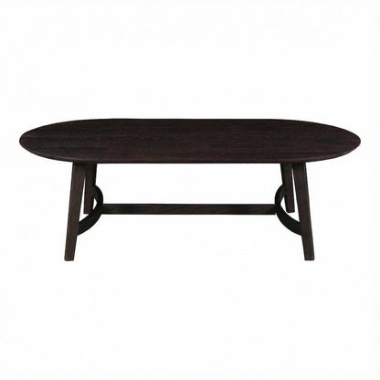 Brown Oak Wood Coffee Table, Solid Wood Top, Metal Hardware Scandinavian Style