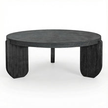 Black Concrete Top Coffee Table with Acacia Legs and Terrazzo Surface