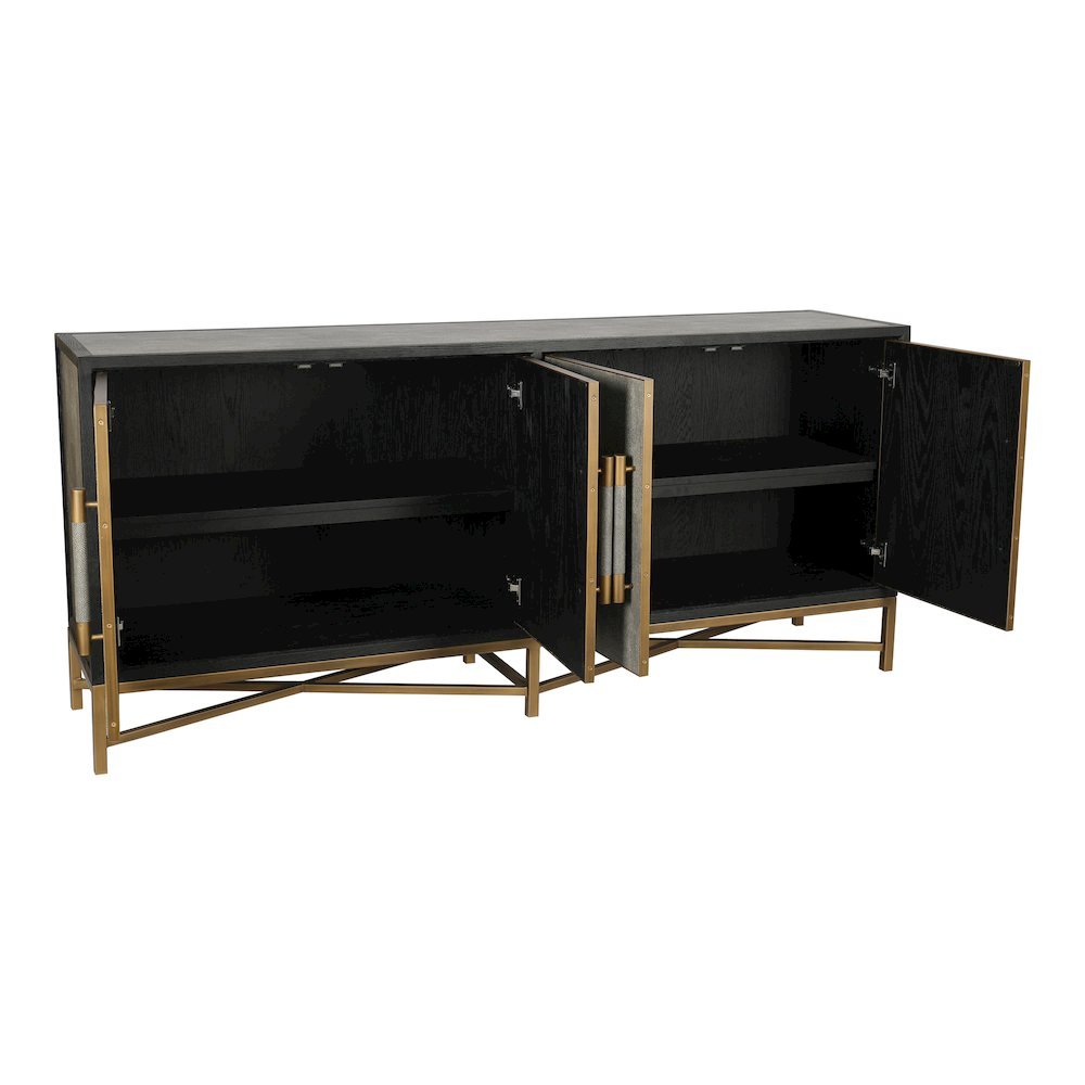 Gray Sideboard Cabinet with Brass Detailing Unique Credenza
