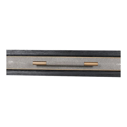 Modern Home Office Desk – Solid Black Oak Frame, 3 Drawers, Brass Gold Accents