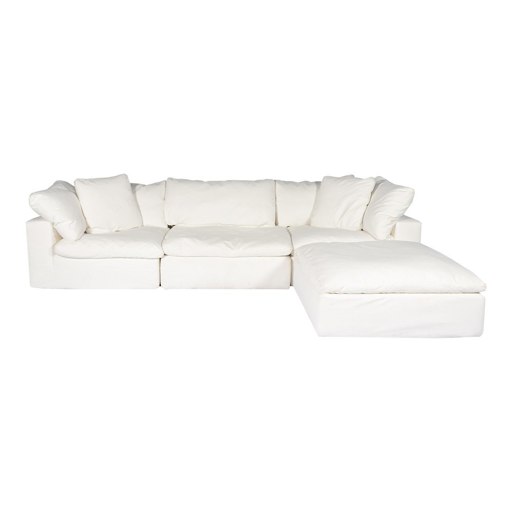 Cream White Sectional Sofa for Living Room – Modern Couch with Soft Cushioning