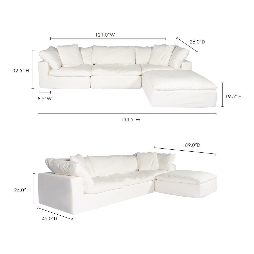 Cream White Sectional Sofa for Living Room – Modern Couch with Soft Cushioning