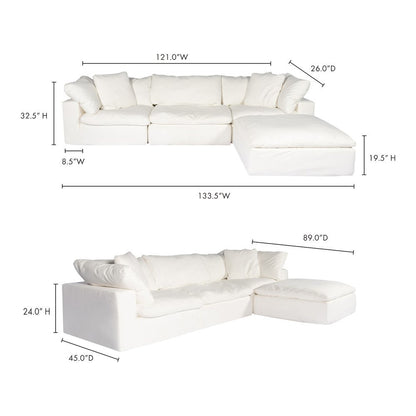 Cream White Sectional Sofa for Living Room – Modern Couch with Soft Cushioning