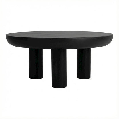 Black Concrete Top Coffee Table with Plywood Frame and Durable Cement Legs
