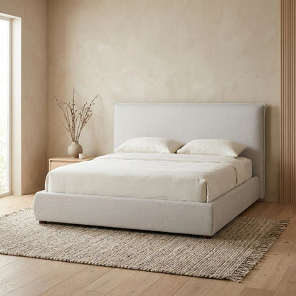 King Platform Bed with Headboard, Scandinavian Bed Frame Bedroom,Gray