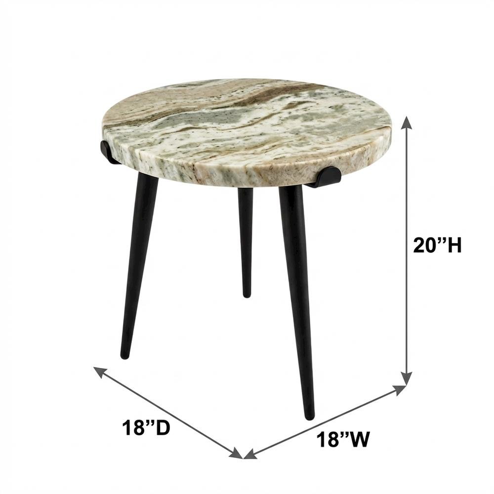 Marble Top Accent Table with Metal Legs, Contemporary Side Table,Brown